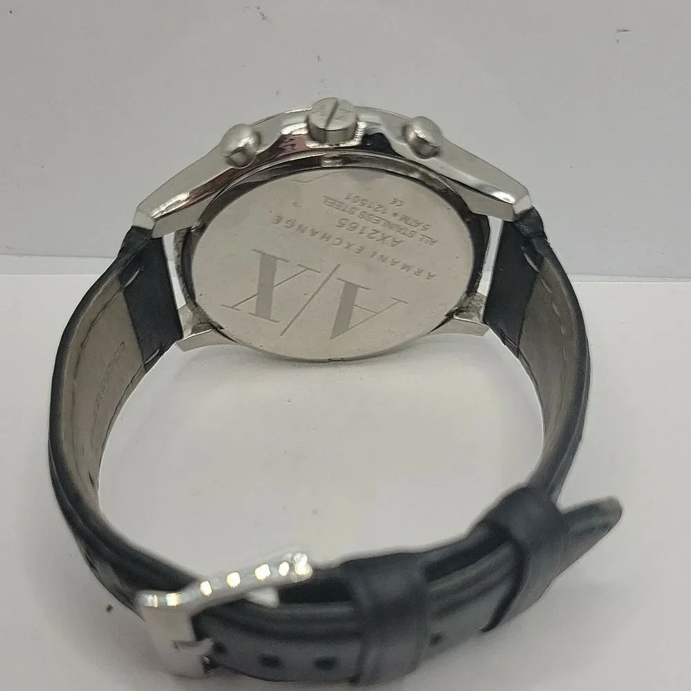 Armani Exchange AX2165 Men's Black Leather Analog Dial Quartz Wrist Watch BC607